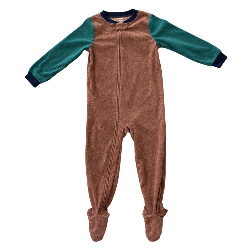 Carters Toddler Boys‎ Fleece Footed Pajamas Brown Green Colorblock 4T ATFC08690